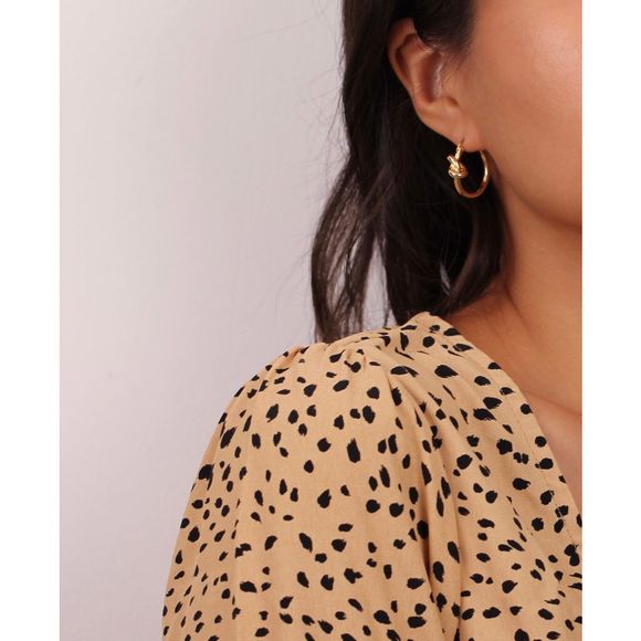 18K Gold Plated Twist Knot Hoops Earrings - Picture 6 of 10